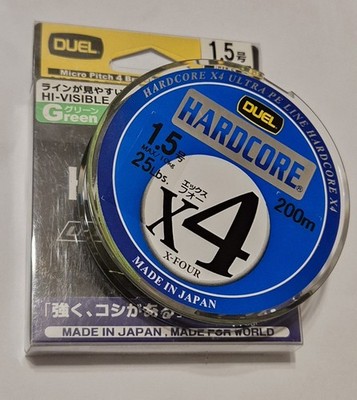 DUEL HARDCORE X4 PE 200m 25lb #1.5PE Hi Vis grüne Farbe Micro Pitch 4 geflochten