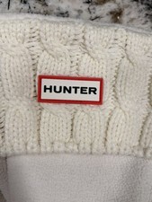 Hunter L14315 Unisex White Original Tall Cable Knit Cuff Welly Socks Size Large