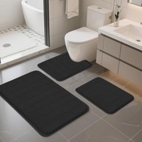 Badezimmerteppich Set 3-Teilig Memory Foam Rutschfest Waschbar Hellgrau 3 M²