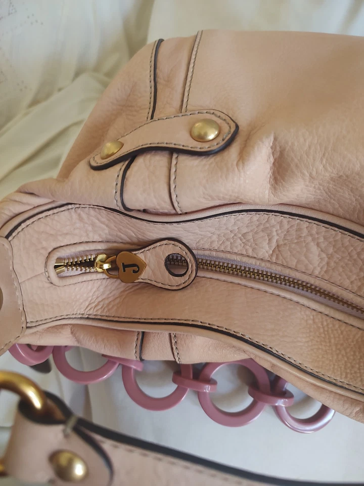 BOLSO HOBO GRANDE JUICY COUTURE Y2K CUERO ROSA CADENA AUDAZ ACENTO Foto 4 de 4