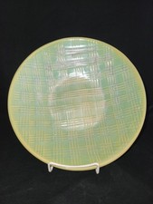 Celadon Bowl textured Plaid Pattern Asian Inspired Art Pottery Green Grays