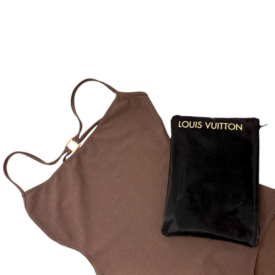 LOUIS VUITTON Vintage LV Logo Monogram Swimsuit Swimwear #36 Brown