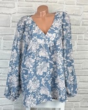 Damen Long Bluse Tunika Shirt Langarmbluse  V-Ausschnitt Print 42 44 46 NEU C386