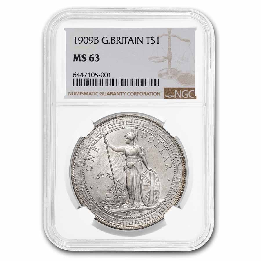 【最終価格】1908 イギリス 貿易銀 1ドル NGC MS63 1908 B China Hong Kong UK Great Britain Trade Dollar Silver
