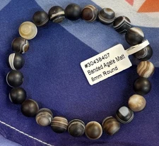 Banded Agate 8 Mm Bracelet Matt Finish