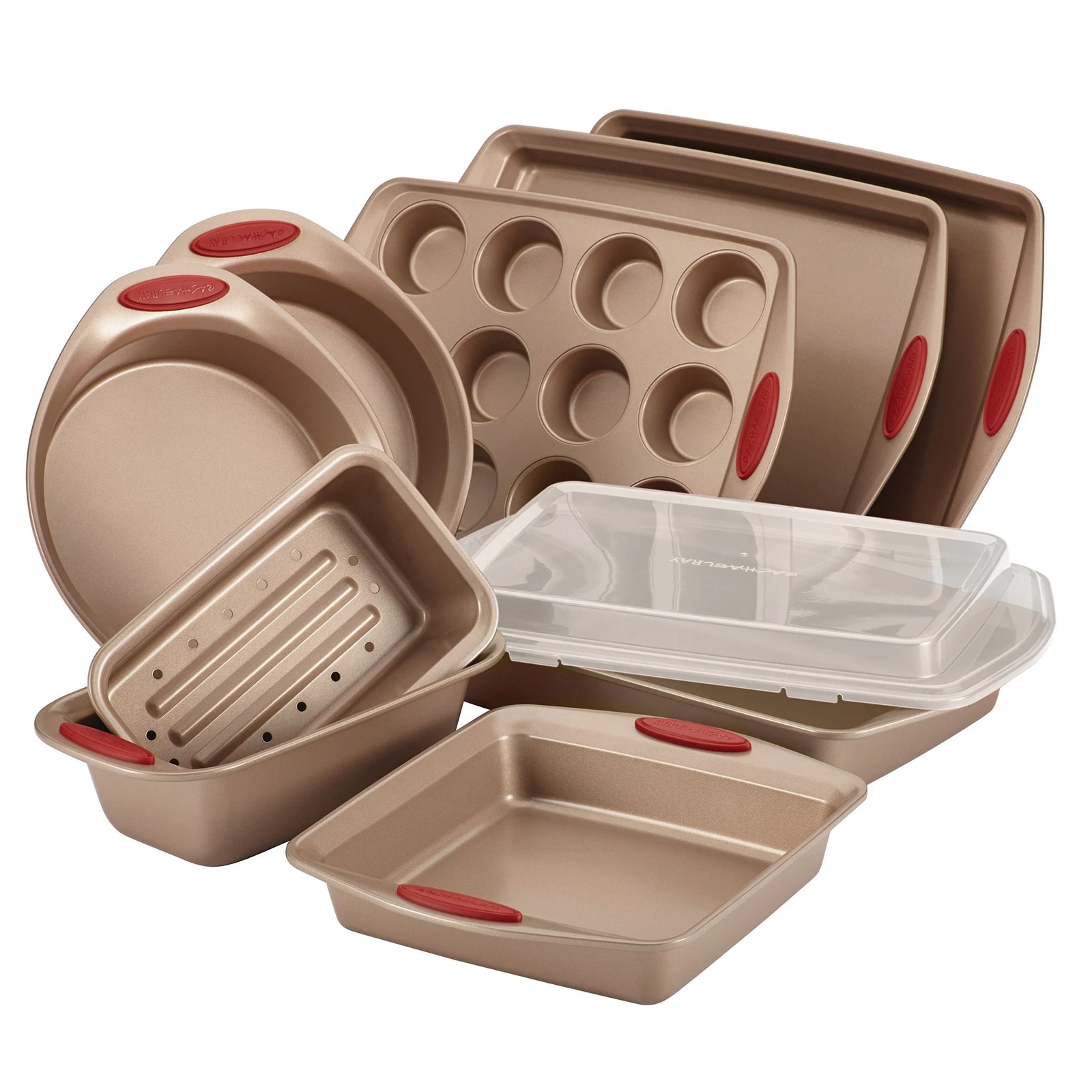 Bakeware Set 10 Piece Nonstick Cookie Sheet Cake Pan Rachael Ray Cucina Baking