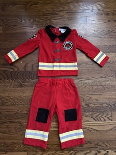 Costume Halloween pompiere pompiere bambino bambino 2T 2 pezzi pantaloni top