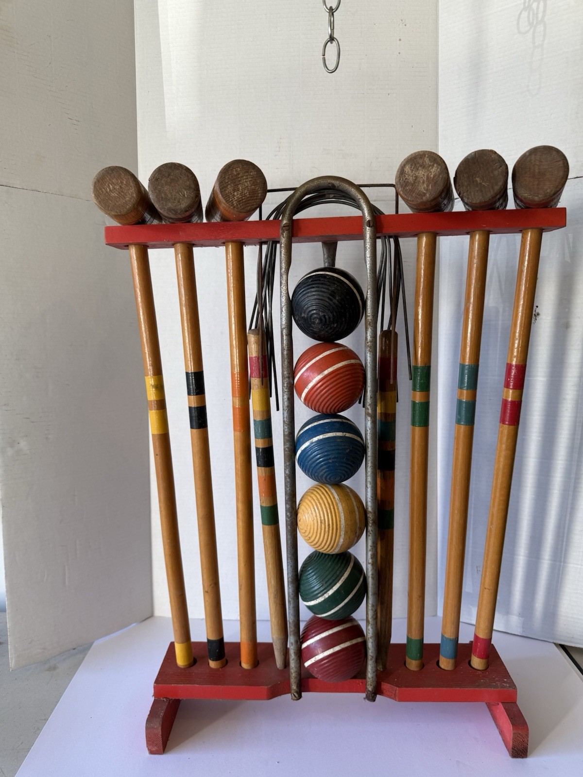 Vintage Croquet Set With Stand