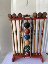 Vintage Croquet Set With Stand
