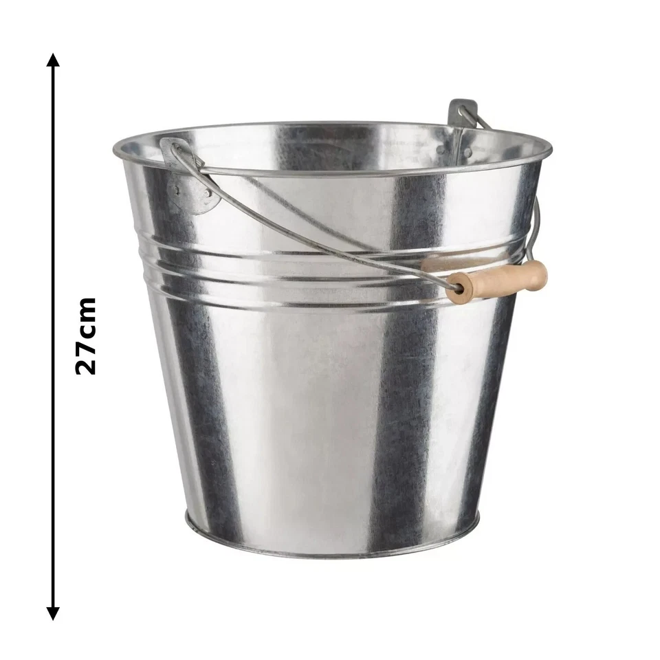 10L Schwerlast Metall Eimer Verzinkter Stahl Stark Mit Holzgriff - Bild 3 von 4