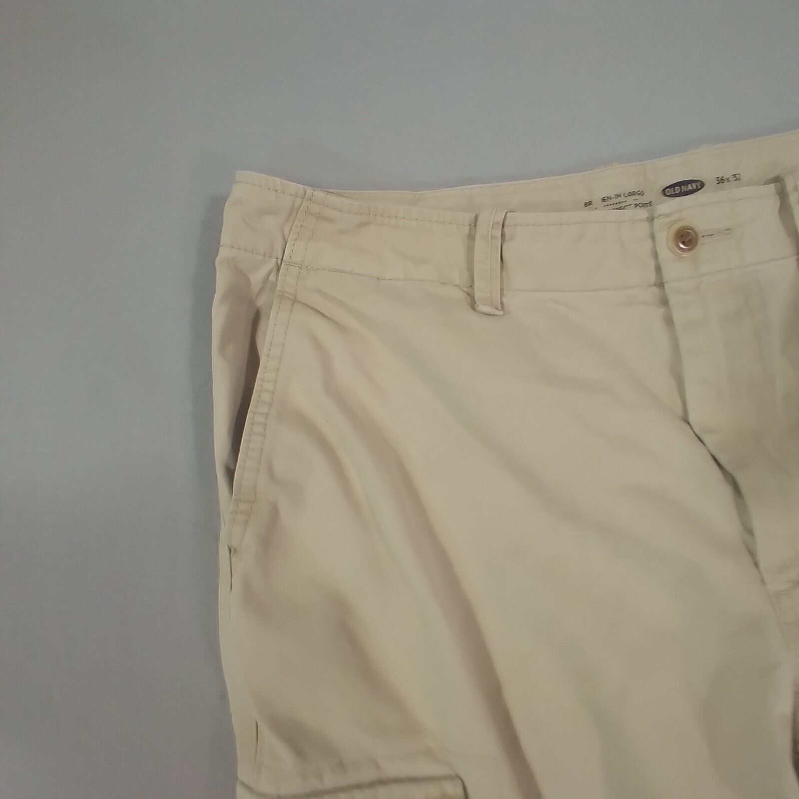 Old Navy broken in cargo pants mens 36 x 30 khaki tan beige top outdoor ...