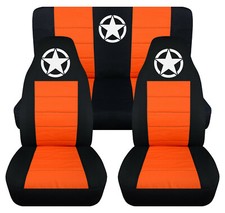 Frontrear Car Seat Covers Black-orange Warmy Star Fits Wrangler Yj Tj Lj Frontrear Car Seat Covers Black-orange Warmy Star Fits Wrangler Yj Tj Lj