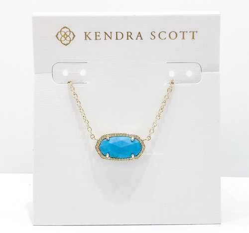 Gold Necklace Blue Turquoise Pendant | eBay