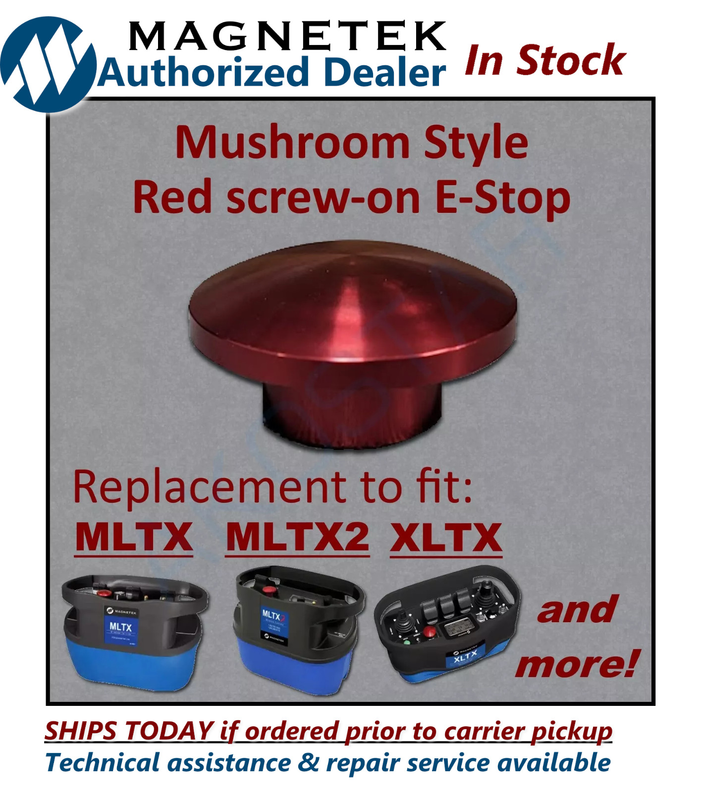 Magnetek red Mushroom estop cap button Flex Transmitter Remote E-Stop MLTX XLTX