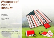 New Cedar Trail Waterproof Picnic Blanket 68.9" X 53.1" Folds Into Bag Shape