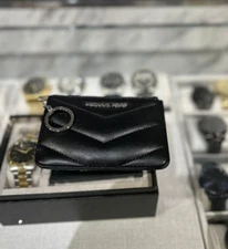 Michael Kors Jet Set Small Top Zip Coinpouch Card Holder w/ Key Ring (Black)