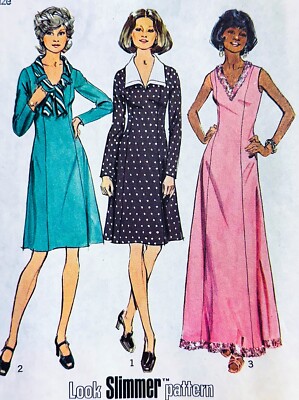 Simplicity 6615 Look Slimmer Pattern Princess Seam Dress V Neck Knee Maxi  UNCUT | eBay