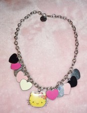 Rare Numbered Stamped Hello Kitty Enamel Heart Charm Necklace Sanrio 15 Inches