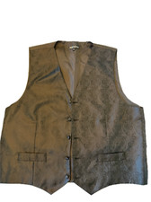 MENZ GGG Polyester Men's Tuxedo Vest Waistcoat only Paisley Pattern Black formal