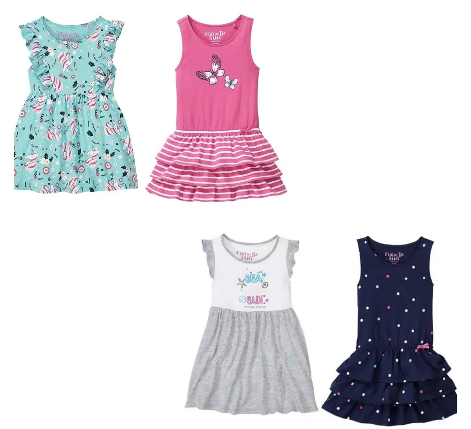 2er-Set Mädchen Sommerkleid Jersey Kleid Gr 86/92 98/104 110/116 122/128 134/140 - Bild 1 von 1