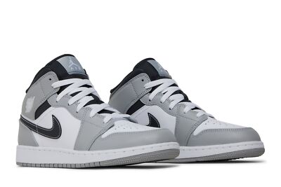 Nike Air Jordan 1 Mid GS Light Smoke Grey Retro Sneakers 554725