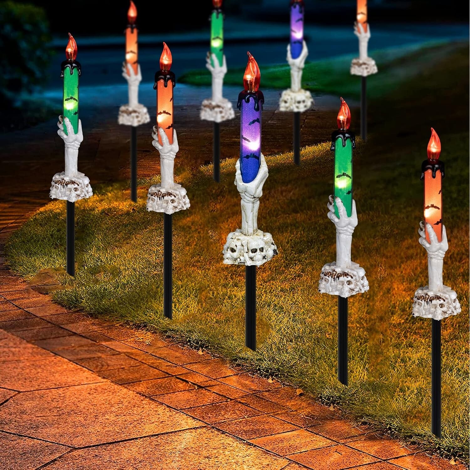 Skeleton Ha Dazzle Bright Halloween Decorations, 5 Pack Lighted Battery Operated ...