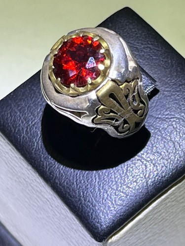 High Grade Handmade Men Silver 925 Ring Genuine France Ruby ياقوت باريسي مترش - Picture 2 of 19