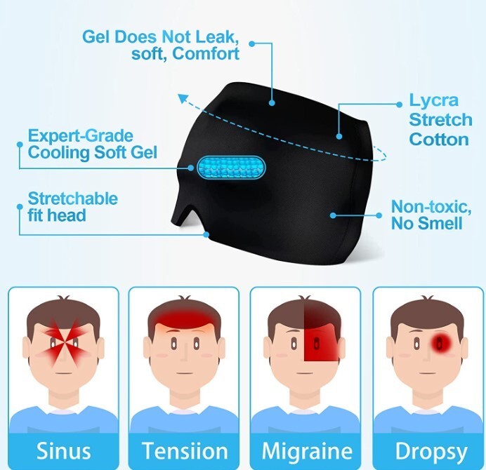 2-Pack Migraine Relief Cap Migraine Headache Relief Wrap Ice Hat Hot ...