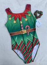 New DESTIRA gymnastics Leotard CHRISTMAS ELF BODYSUIT Santa GK Adult M (medium)