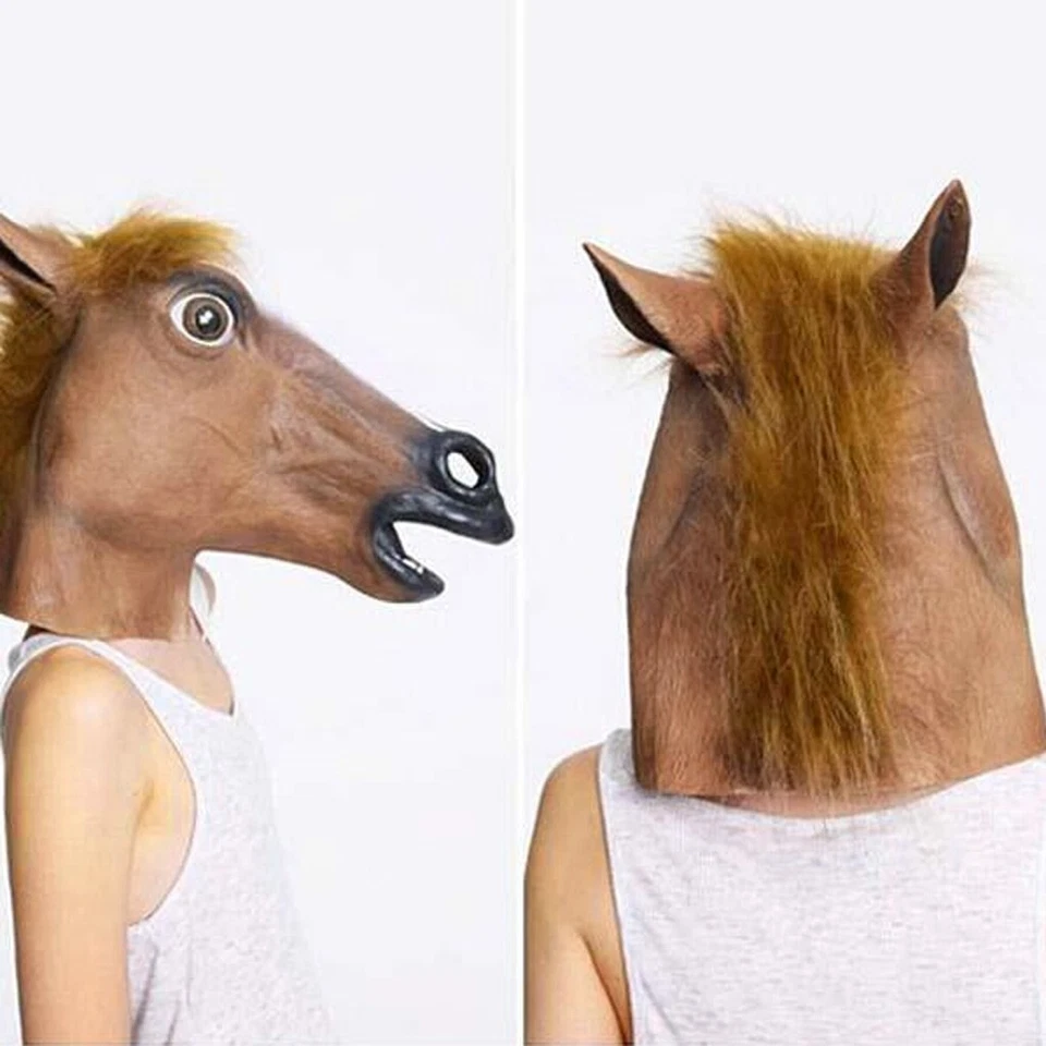 Horse Mask Halloween Party Full Head Latex Rubber Mask Novelty Fancy Prop - Image 4 of 4