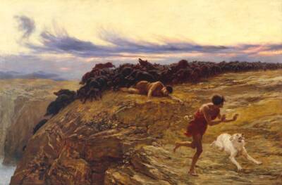 Briton Riviere The Miracle of the Gaderene Swine 1883 17''x22'' Archival Art Print