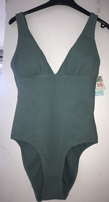 Primark Green Plunge Padded Swimming Costume Swimsuit One Piece