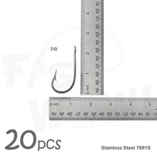20pcs Fish WOW! 7/0 Fishing 7691S Stainless Steel Hooks Tuna Dorado Wahoo Marlin