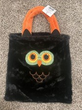 Owl Halloween Trick Or Treat Bag Fluffy New With Tags Orange Handles