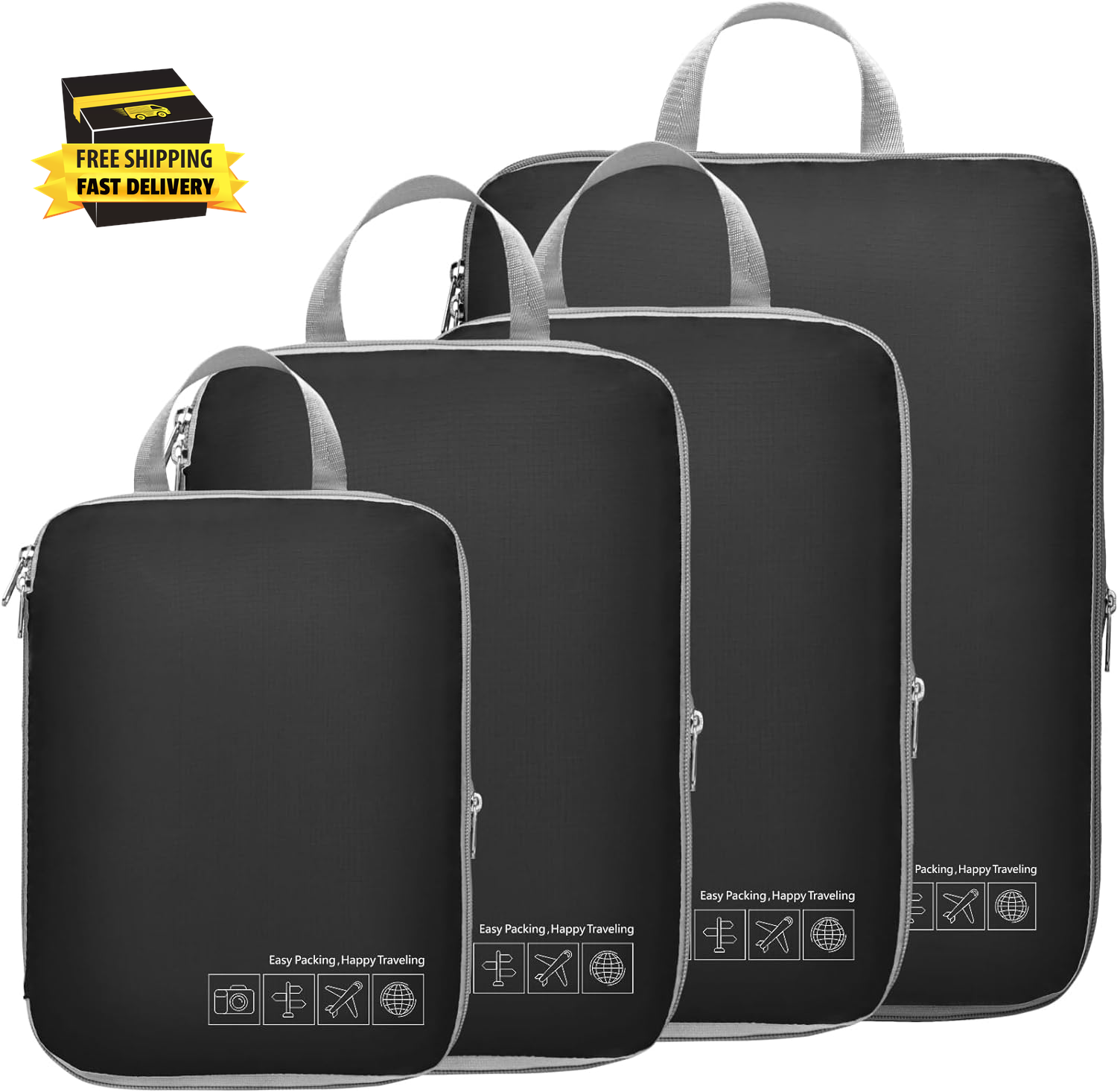 Compression Packing Cubes for Travel Women - Travel Bags Luggage Organizers Trav-image