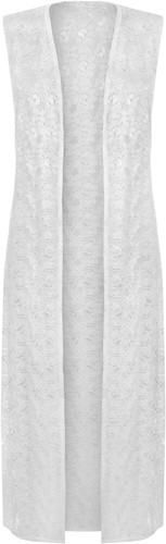 Women's Plus Size Floral Lace Open Long Sleeveless Top Cardigan - Picture 25 of 25