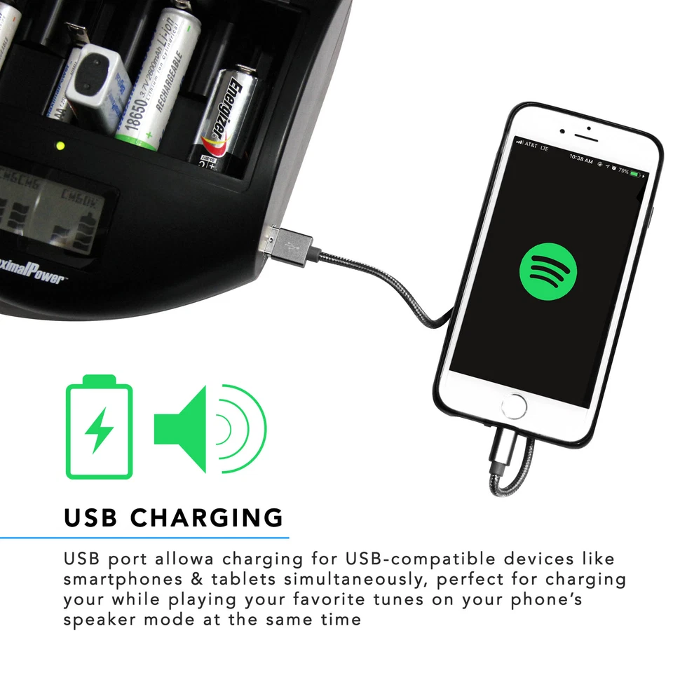 MaximalPower Battery Charger Alk/NiMh/Li-ion AA AAA C D w/ USB Port Mark II - Image 2 of 4