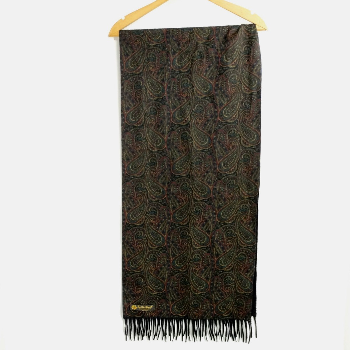 Loro Piana Scarf 100% Cashmere Black Paisley Reversible