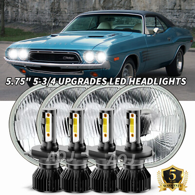 4pcs 5 3/4'' 5.75 inch LED Hi/Lo Headlight Lamp For Dodge Challenger 1970-1974+++