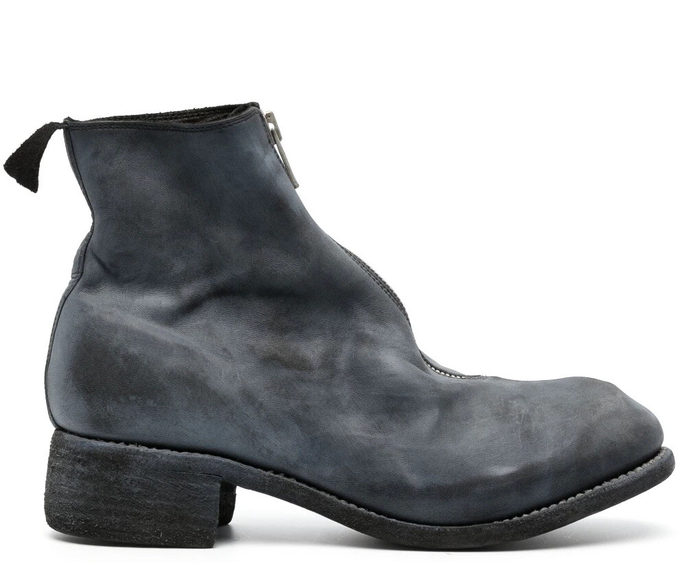 GUIDI Women's PL1 Front Zip Distressed Leather Ankle Boots Grey 39