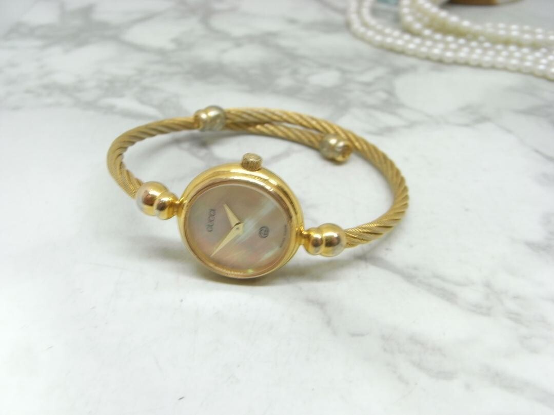 GUCCI 2700.2L White Shell Dial Gold Bangle Watch Quartz Women | eBay