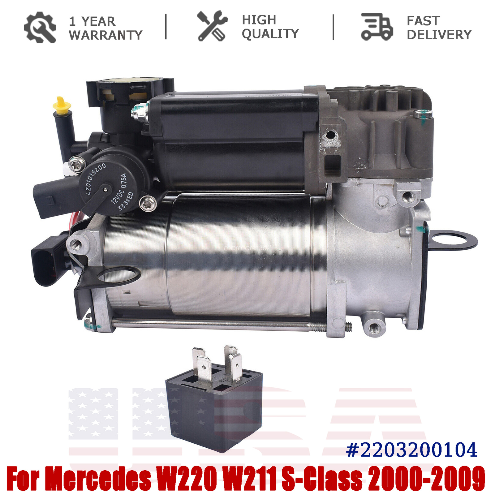 For Mercedes W220 W211 S-Class New Air Suspension Compressor Pump 2203200104