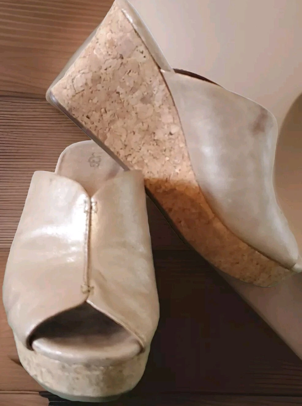 UGG Australia Dominique Peep Toe Oro Sughero Zeppa Tacchi SLIDES TG 7 38 1005105