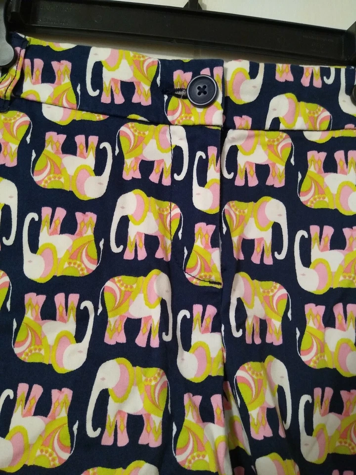 Pantalones Cortos Para Mujer Crown & Ivy Azul Rosa Verde Estampado Elefante Talla 6 Foto 3 de 4