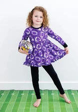 Birdie Bean Girls 6T Peplum Top + leggings Ruffle NWT Bamboo Graffiti Football