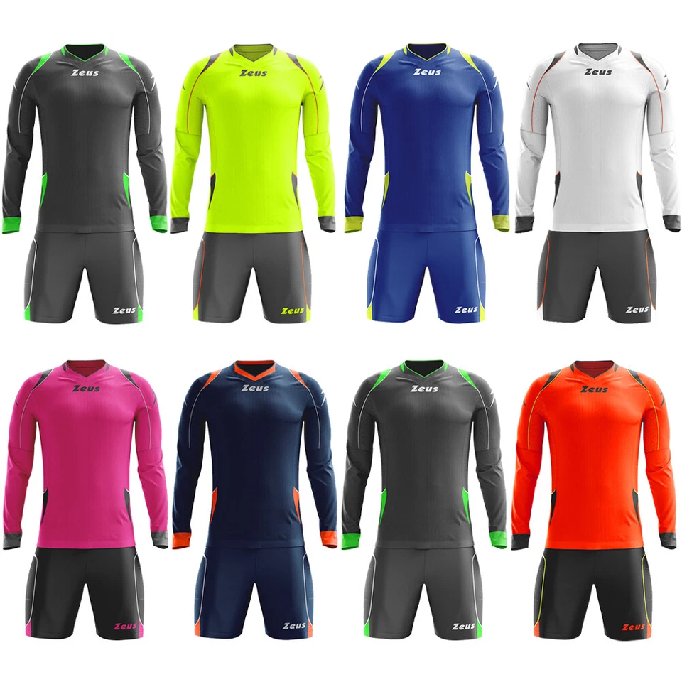 Zeus Paros Herren Fußball Torwart Set Langarm Trainings Sport Trikot mit Shorts