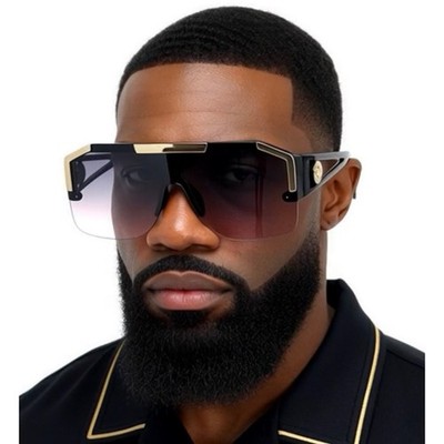 Sunglasses Fashion Designer Men Large Frame Rimless Hip Hop Rapper Stylish UV400