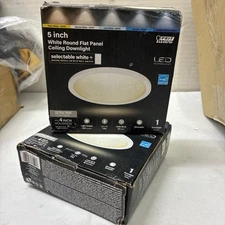Feit Electric LED Dimmable 5" Flush Mount Panel, White Qty 2