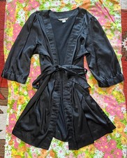 Victoria s Secret Black Satin Lightweight Kimono Robe Vintage Y2K 2000s Era sz L