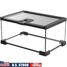 Full View Glass Terrarium Top Opening Reptile Habitat Anti-Escape Lock New